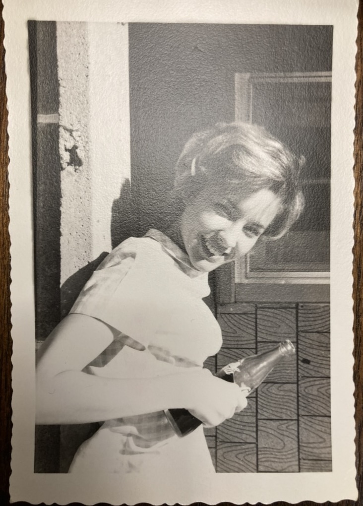June with a coke in her university days (early 1960s?)