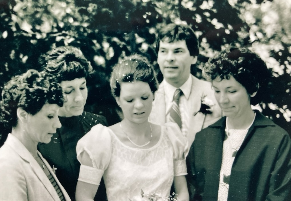 Rose, June, Susan, Ed and Misi at Susan's wedding, 1984