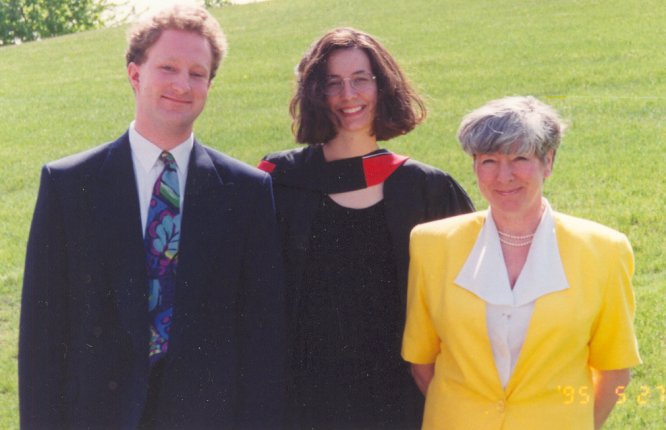 Sean, Caia and June at Caia's graduation, 1995