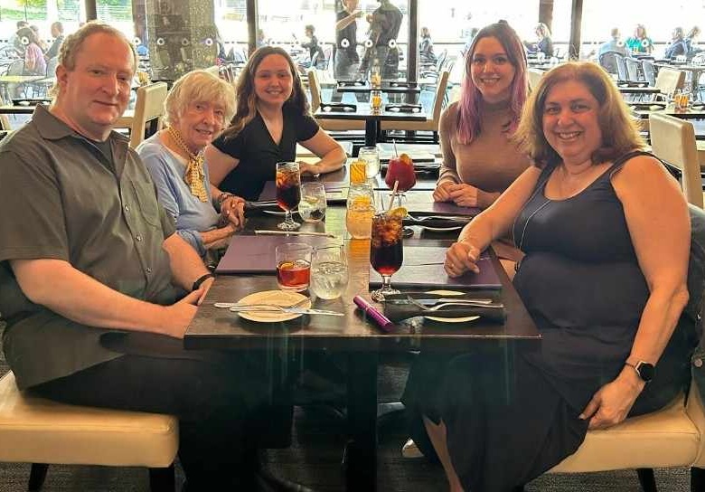 Sean, June, Isabelle, Alyssa and Joce, dinner before Six, May 2024